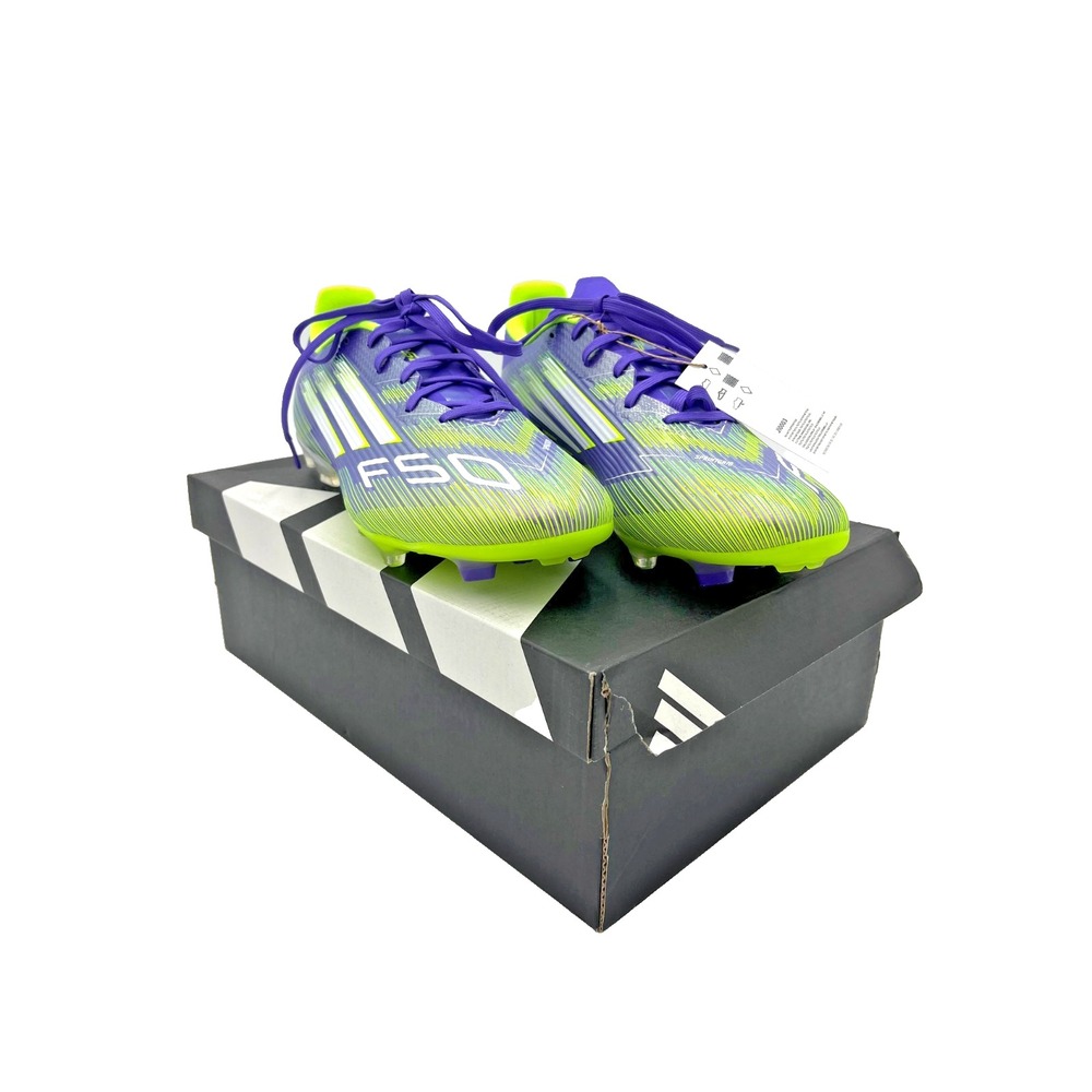 Adidas F50 League FG/MG Soccer Cleats JI0003 Purple Yellow White Size M 12/W 13